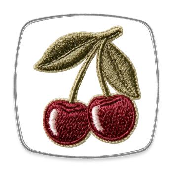 Motif d’écusson brodeur de cerises - Magnet carré - blanc - Devant