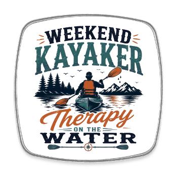 Wochenend-Kajakfahrer-Therapie auf dem Wasser - Viereckiger Kühlschrankmagnet - Weiß - Vorne