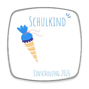 Schulkind Einschulung 2026 personalisierbar - Viereckiger Kühlschrankmagnet - Weiß - Vorne