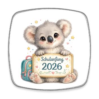 Kuscheliger Schulstart Koala 2026 - Viereckiger Kühlschrankmagnet - Weiß - Vorne