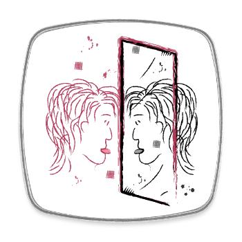 Abstraktes Spiegelbild Porträt Design - Viereckiger Kühlschrankmagnet - Weiß - Vorne