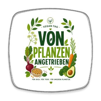 Von Pflanzen angetrieben - Veganes T-Shirt  - Viereckiger Kühlschrankmagnet - Weiß - Vorne