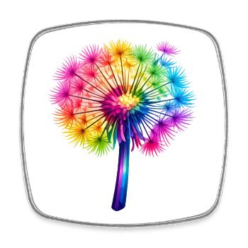 Regenbogen Löwenzahn Blüte - Viereckiger Kühlschrankmagnet - Weiß - Vorne