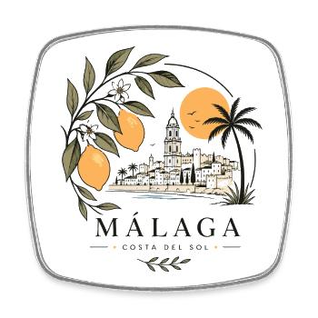 Málaga Küstenparadies - Viereckiger Kühlschrankmagnet - Weiß - Vorne