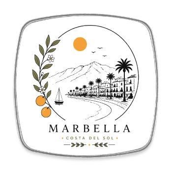 Marbella Küstenstimmung - Viereckiger Kühlschrankmagnet - Weiß - Vorne