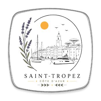 Saint-Tropez Hafen Blick - Viereckiger Kühlschrankmagnet - Weiß - Vorne