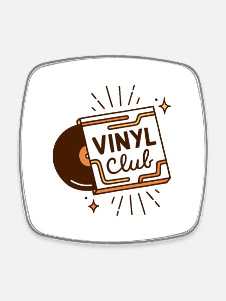 Vinyl club analog music aesthetic - Square fridge magnet - white