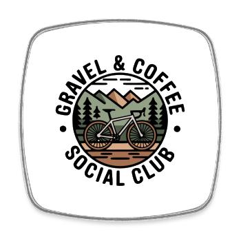 Gravel & Coffee Club - Viereckiger Kühlschrankmagnet - Weiß - Vorne