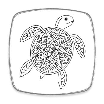 Schildkröten Mandala zum ausmalen - Viereckiger Kühlschrankmagnet - Weiß - Vorne