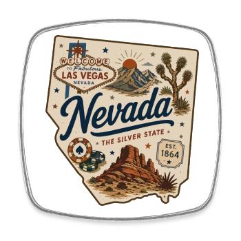 Nevada Silver State Vintage Las Vegas Aufkleber - Viereckiger Kühlschrankmagnet - Weiß - Vorne