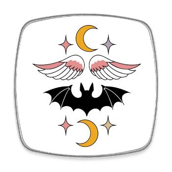 Fledermaus und Engelsflügel - Viereckiger Kühlschrankmagnet - Weiß - Vorne