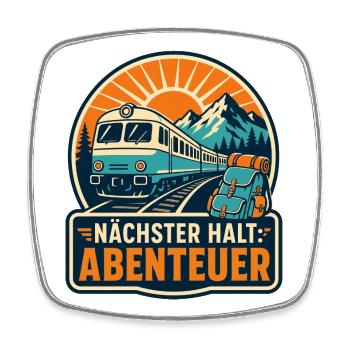Nächster Halt Abenteuer Zugreise Interrail Bahn - Viereckiger Kühlschrankmagnet - Weiß - Vorne