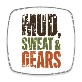 Mud Sweat Gears Gravel - Viereckiger Kühlschrankmagnet - Weiß - Vorne