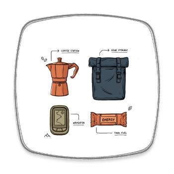 Bikepacking Gear Zubehör - Viereckiger Kühlschrankmagnet - Weiß - Vorne