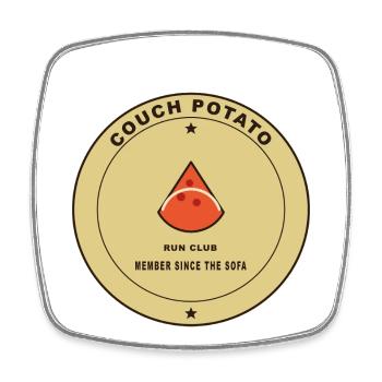 Couch Potato Laufclub Motiv - Viereckiger Kühlschrankmagnet - Weiß - Vorne