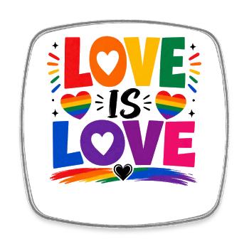 Love Is Love LGBTQ Statement Regenbogen Motiv CSD - Viereckiger Kühlschrankmagnet - Weiß - Vorne