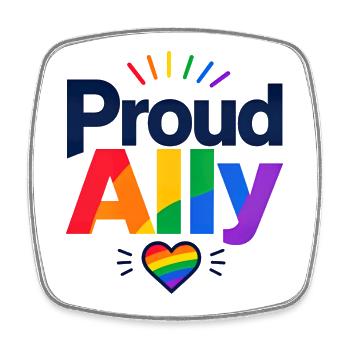 Proud Ally Spruch für LGBTQ Aktivisten & Fans CSD - Viereckiger Kühlschrankmagnet - Weiß - Vorne
