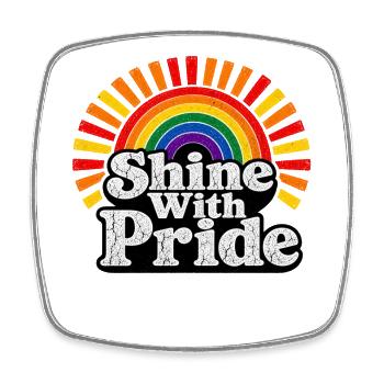 Shine With Pride LGBTQ Statement Retro Motiv - Viereckiger Kühlschrankmagnet - Weiß - Vorne