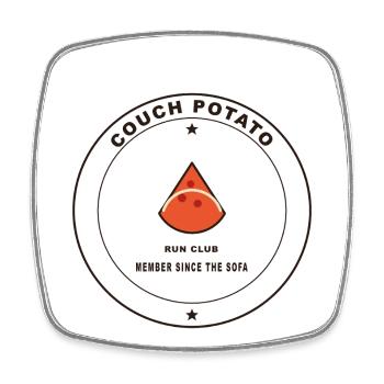 Couch Potato Laufclub Logo - Viereckiger Kühlschrankmagnet - Weiß - Vorne