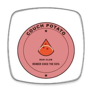 Couch Potato Run Club Badge - Viereckiger Kühlschrankmagnet - Weiß - Vorne