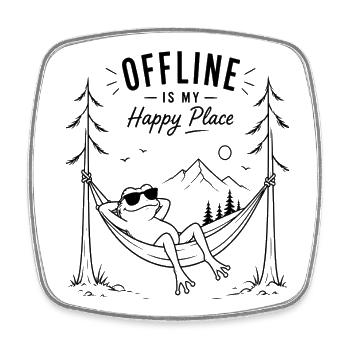 Offline ist mein Happy Place - Viereckiger Kühlschrankmagnet - Weiß - Vorne