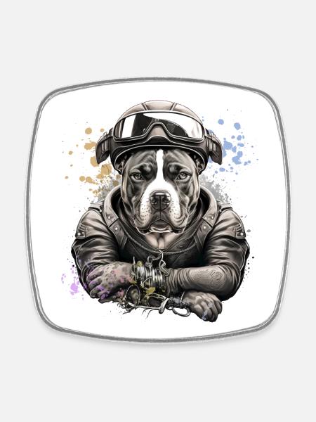 Biker Molosser - 065c - Square fridge magnet - white