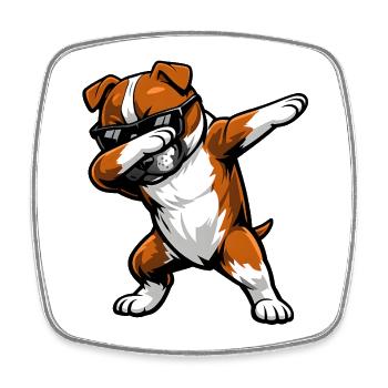 Dabbing Staffordshire Bull Terrier - Viereckiger Kühlschrankmagnet - Weiß - Vorne