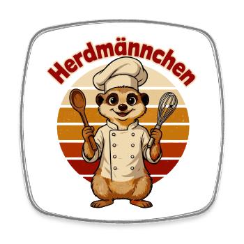 Koch Erdmännchen - Viereckiger Kühlschrankmagnet - Weiß - Vorne
