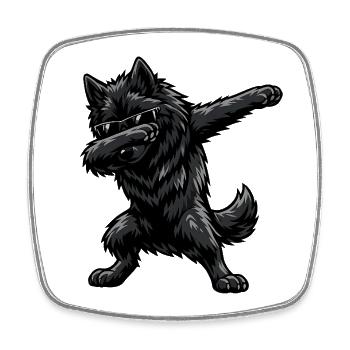 Dabbing Groenendael in comic style - Square fridge magnet - white - Front