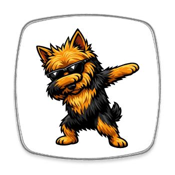 Dabbing Australian Terrier - Viereckiger Kühlschrankmagnet - Weiß - Vorne