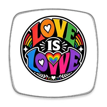 Love Is Love Regenbogen Statement Retro CSD - Viereckiger Kühlschrankmagnet - Weiß - Vorne