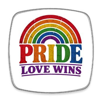 Pride Love Wins Regenbogen Vintage T-Shirt Sticker - Viereckiger Kühlschrankmagnet - Weiß - Vorne