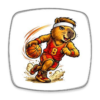 Süßes Capybara spielt Basketball - Viereckiger Kühlschrankmagnet - Weiß - Vorne