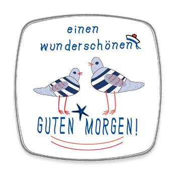 Guten Morgen mit Möwen - Viereckiger Kühlschrankmagnet - Weiß - Vorne