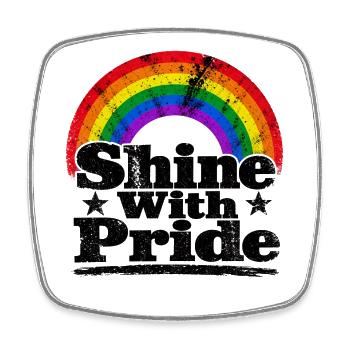 Shine With Pride Regenbogen Vintage Shirt Sticker - Viereckiger Kühlschrankmagnet - Weiß - Vorne