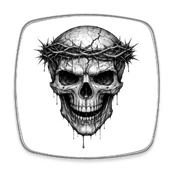 Thorn Crown Skull Gothic Horror Graphic - Square fridge magnet - white - Front