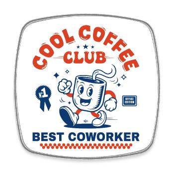 Coffee Club Coffee Lover Coworker Gift - Square fridge magnet - white - Front