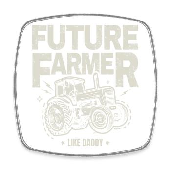 Zukünftiger Farmer Baby Tractor Vintage Dad - Viereckiger Kühlschrankmagnet - Weiß - Vorne