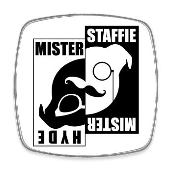 Mister Staffie Mister Hyde - 030 - Square fridge magnet - white - Front