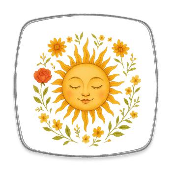 Boho Sun with Wildflowers - Square fridge magnet - white - Front