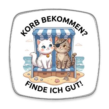 Katzen im Strandkorb Urlaub - Viereckiger Kühlschrankmagnet - Weiß - Vorne