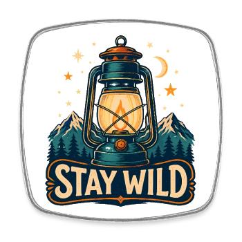 Stay Wild Lantern Forest Nights - Square fridge magnet - white - Front