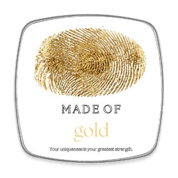 Aus Gold gefertigtes Fingerabdruck-Zitat-Design - Viereckiger Kühlschrankmagnet - Weiß - Vorne