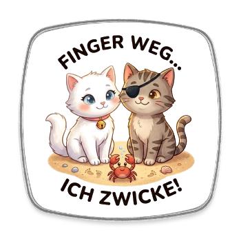 Katzen Strand Krabbe Spruch - Viereckiger Kühlschrankmagnet - Weiß - Vorne