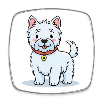Little West Highland Terrier (comic) - Square fridge magnet - white - Front