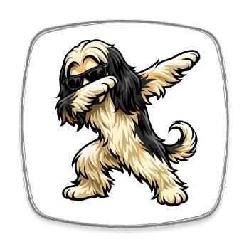 Dabbing Afghan Greyhound - Square fridge magnet - white - Front