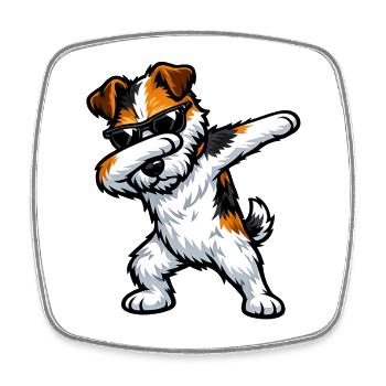 Dabbing Fox Terrier im Comic Stil - Viereckiger Kühlschrankmagnet - Weiß - Vorne