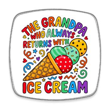 Opa Bringt Immer Eiscreme - Square fridge magnet - white - Front