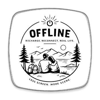 Offline time-out at the lake - Square fridge magnet - white - Front