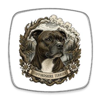 Staffordshire Terrier im Vintage Stil - Viereckiger Kühlschrankmagnet - Weiß - Vorne